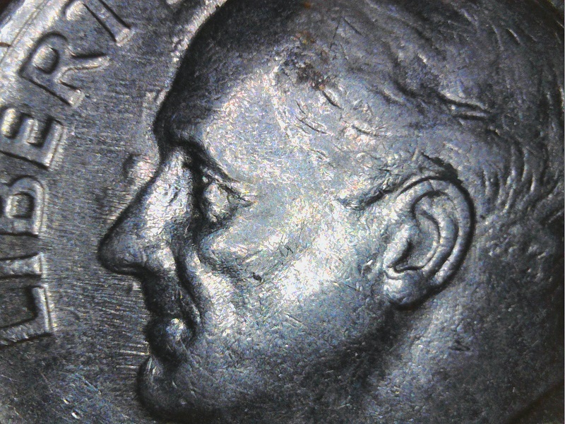 1989-P-Roosevelt-Dime-?-Marking-Forehead-And-Nose
