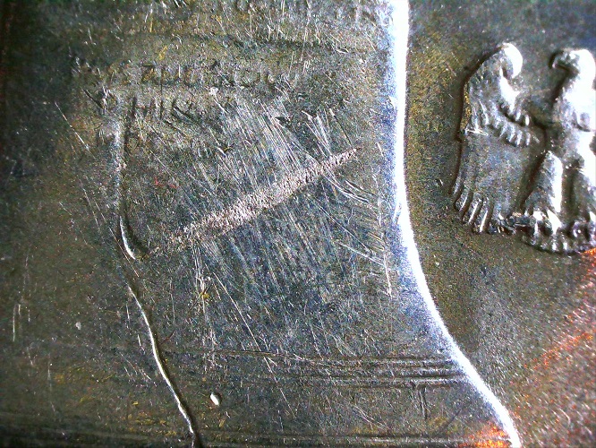 1950-D--Franklin-Half-Dollar--Planchet-Flaw-Or-PMD?