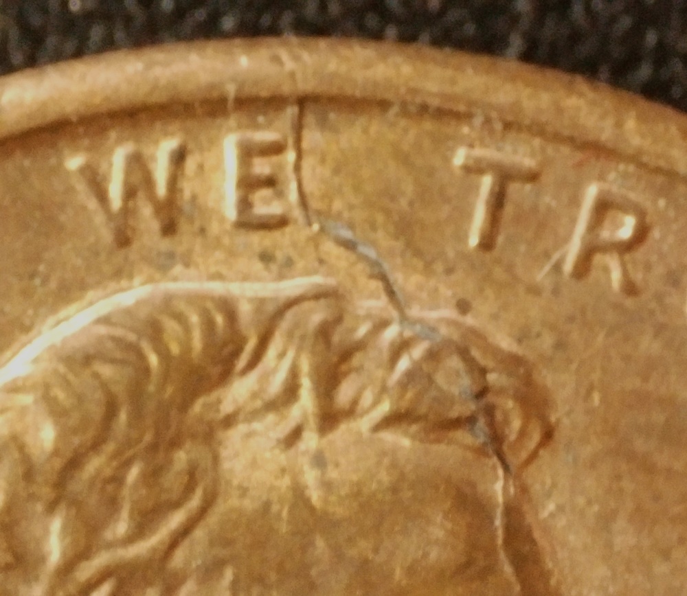 1993-LMC:-Die-Crack-From-Rim-Onto-Lincoln's-Forehead