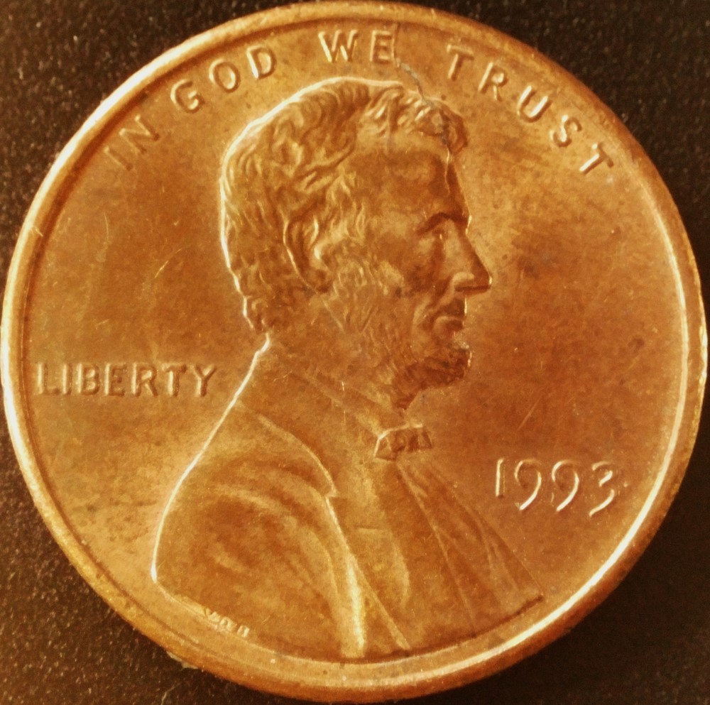 1993-LMC:-Die-Crack-From-Rim-Onto-Lincoln's-Forehead