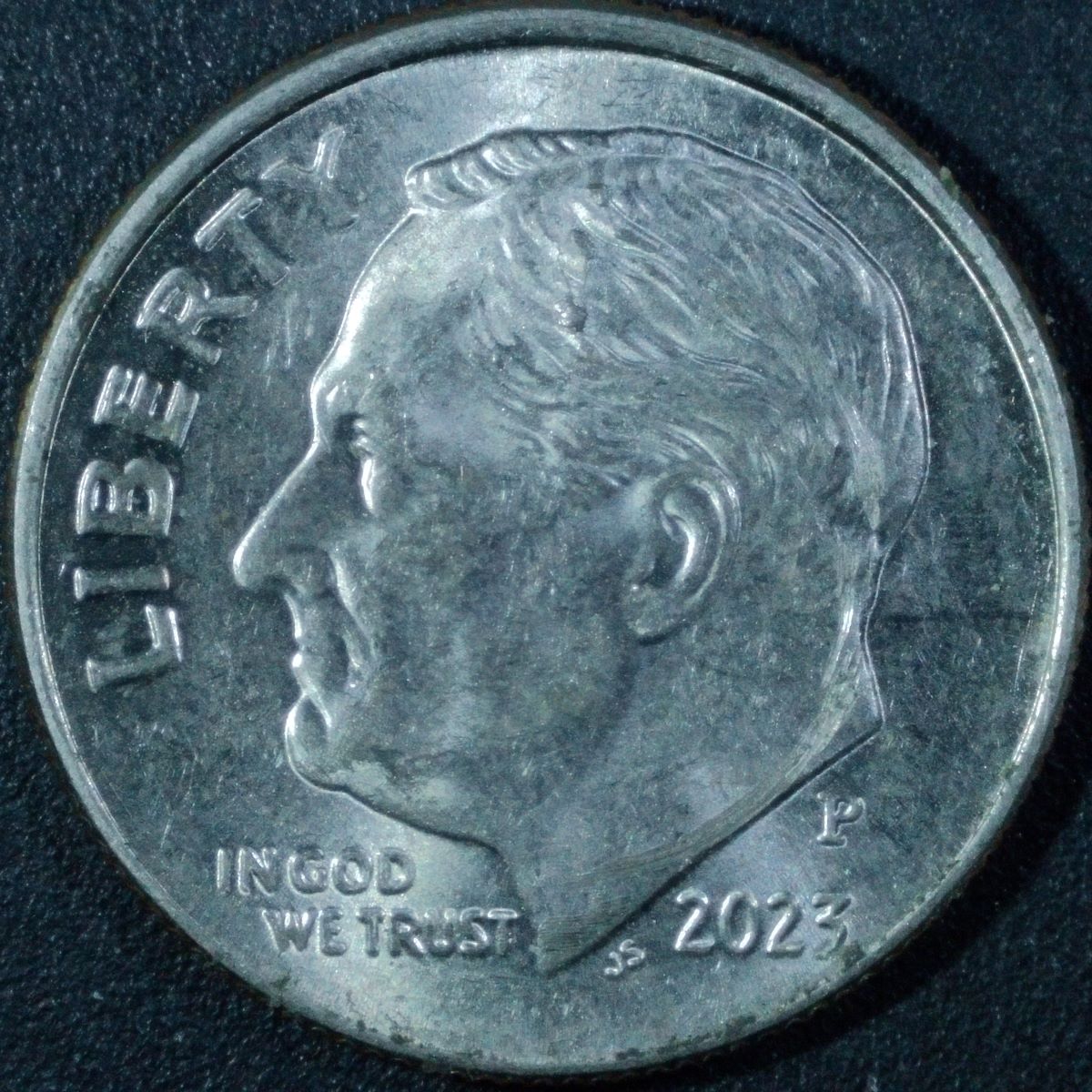 2023-P-Roosevelt-Dime:-Indents-On-Reverse