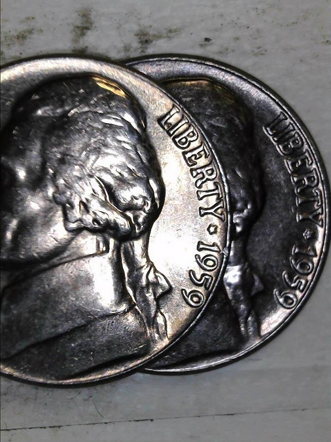 1959-P-Jefferson-Nickel--->-Blue-Almost-Black-Color?