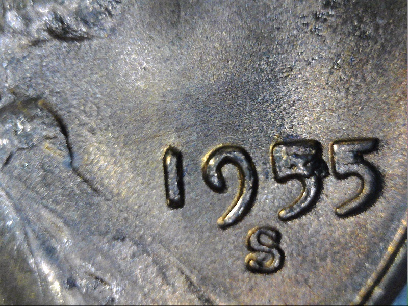 1955-S-BU-Wheat-Double-Die-Chip-5's,-Die-Crack-Vest-&-Die-Break-Right-Stalk