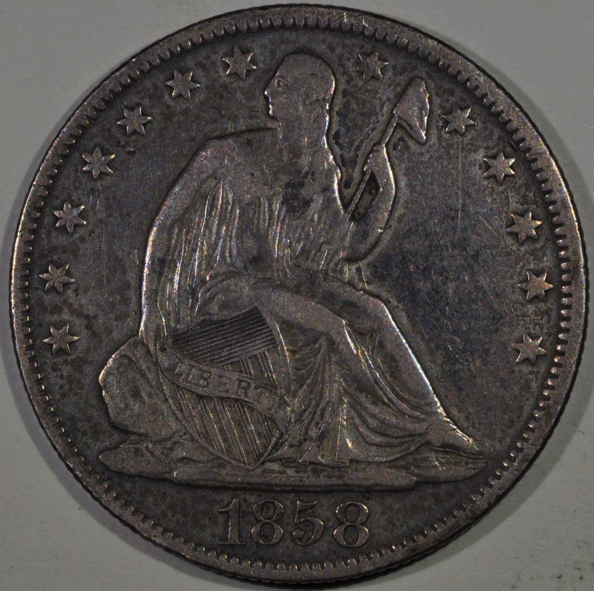 1858-O-Seated-Half-For-Grading