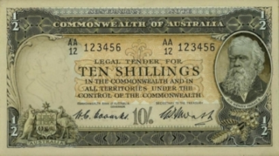 1950-10-Shillings--Note-Sir-Henry-Parkes--Portrait