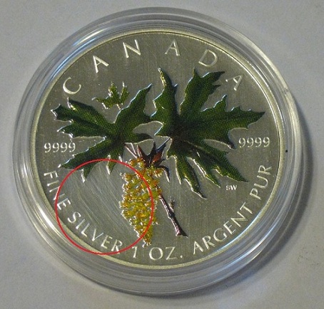 Canada---2005-Silver-$5-Colorized-Maple-Leaf