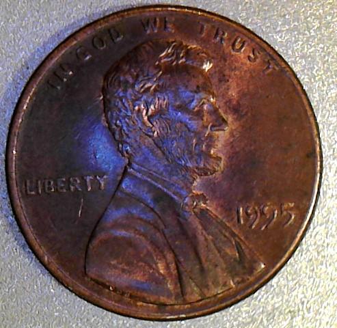 1995-P-Lincoln-Cent,-Something-On-The-Front-And-Looking-For-Thoughts
