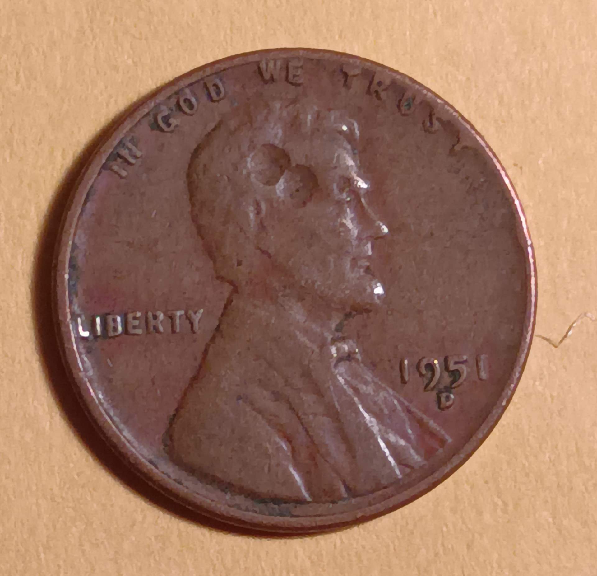 Strikethrough-On-1951-D-Lincoln-Wheat-Cent?