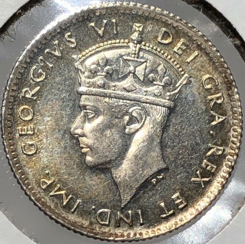 1945-Newfoundland-5c,-Narrow-Date