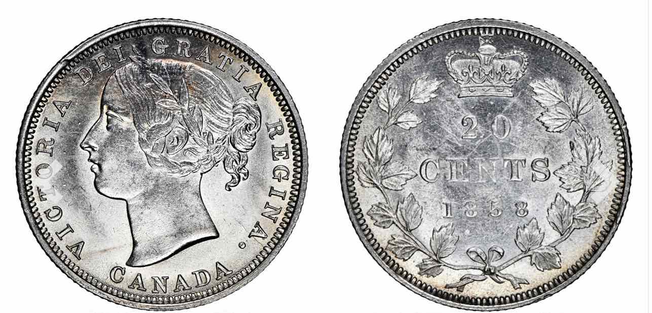 1858-Canada-20-Cent.-Pretty-But-Cleaned.