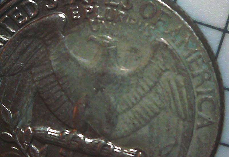 An-Interesting?-1991-Quarter-With-A-Very-Defined-Area-Of-Greenish-Color