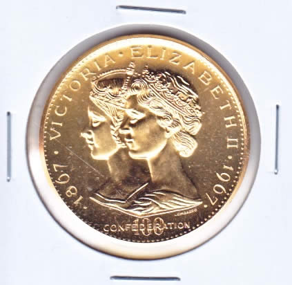 1867-1967-Queen-Victoria-&-Elizabeth-II-Gold-Plated-Mintage?
