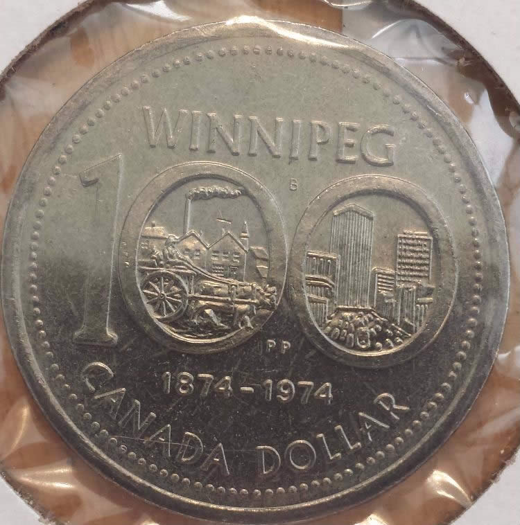 1974-Nickel-Dollar-With-Obverse-Planchet-Flaw-Or-Strike-Through