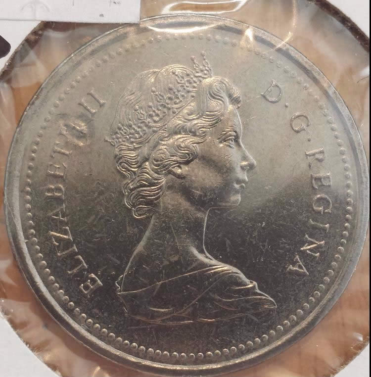 1974-Nickel-Dollar-With-Obverse-Planchet-Flaw-Or-Strike-Through