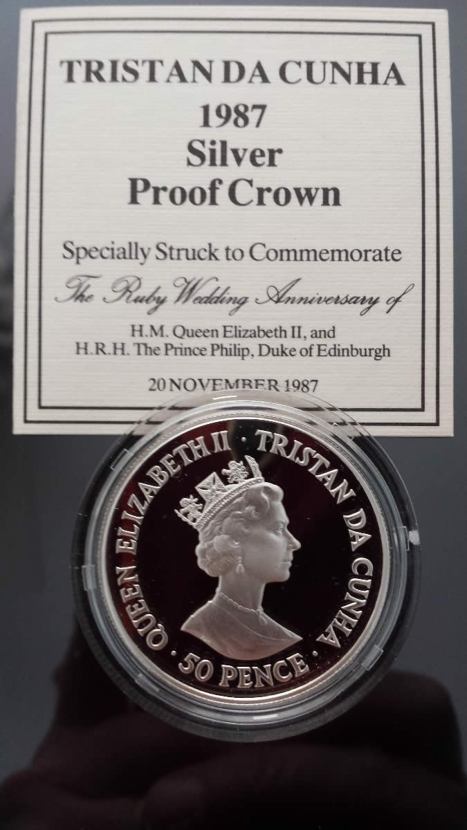 Two-Silver-Proof-Crowns-1987-Tristan-Da-Cunha-And-1993-Coronation-40th-Anni