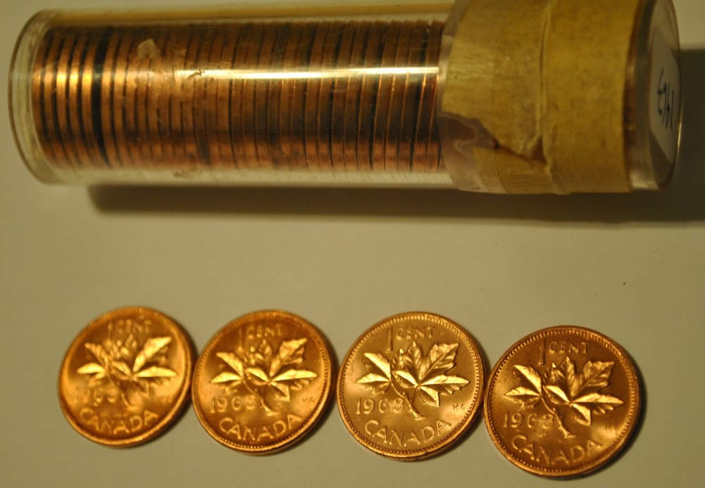 1963-1-Cent-From-Roll--->-Grade-Opinions-Welcome