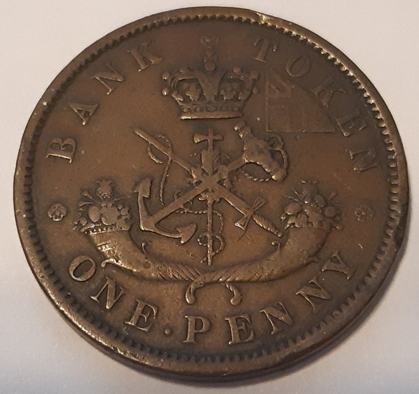 1852-One-Penny-Bank-Token-Bank-Of-Upper-Canada-Cud-And-Die-Crack