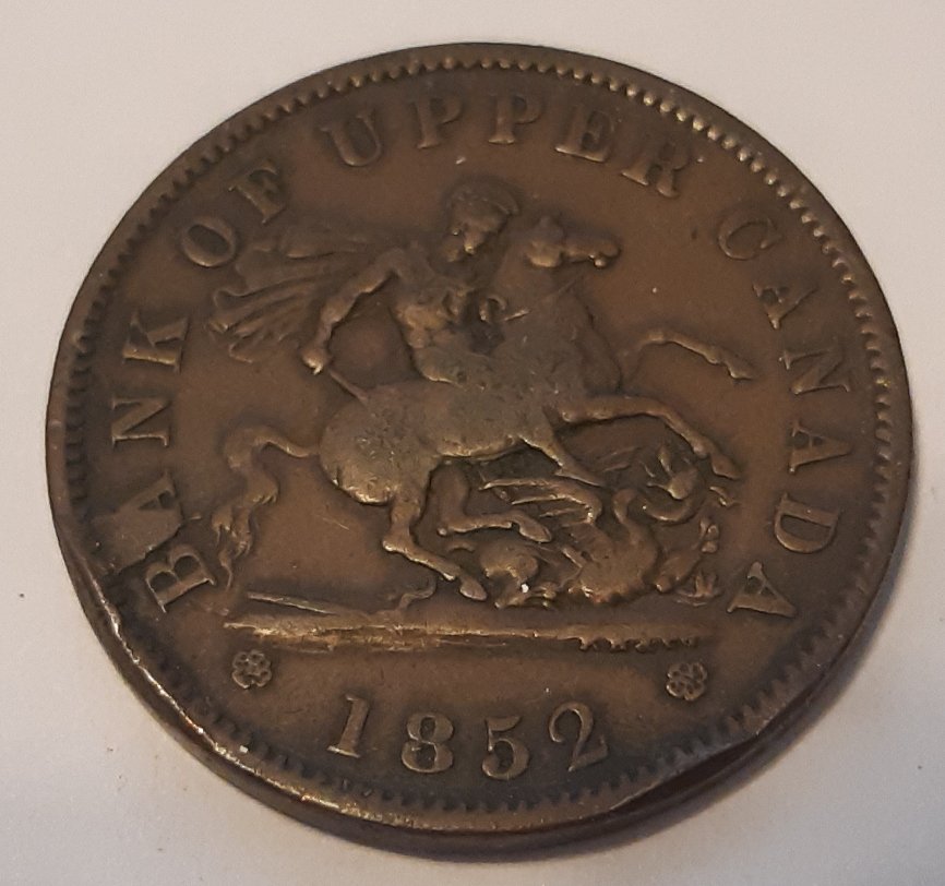 1852-One-Penny-Bank-Token-Bank-Of-Upper-Canada-Cud-And-Die-Crack