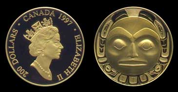 Haida-1997-200-Dollar-Mask-Gold-Coin-22k-Half-Oz.