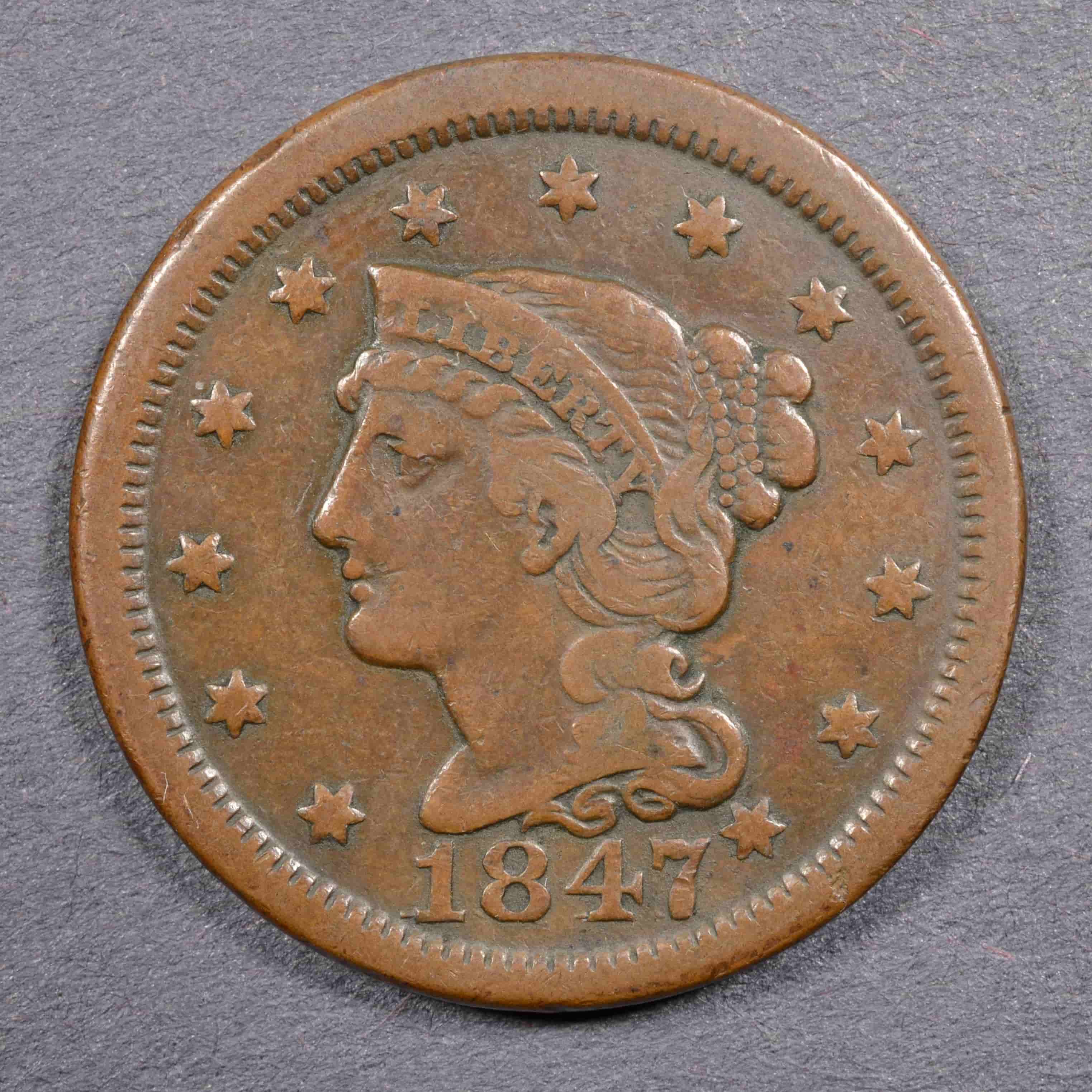 1847-Large-Cent,-Details-PVC-Damage?