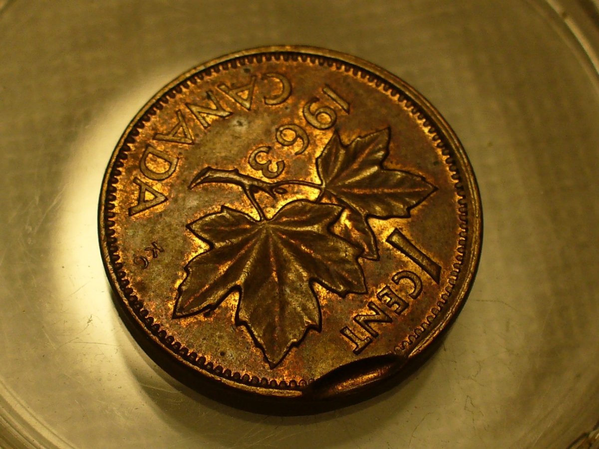 1963-Canada-Cent/Penny--Partial-Indent-Strike-?