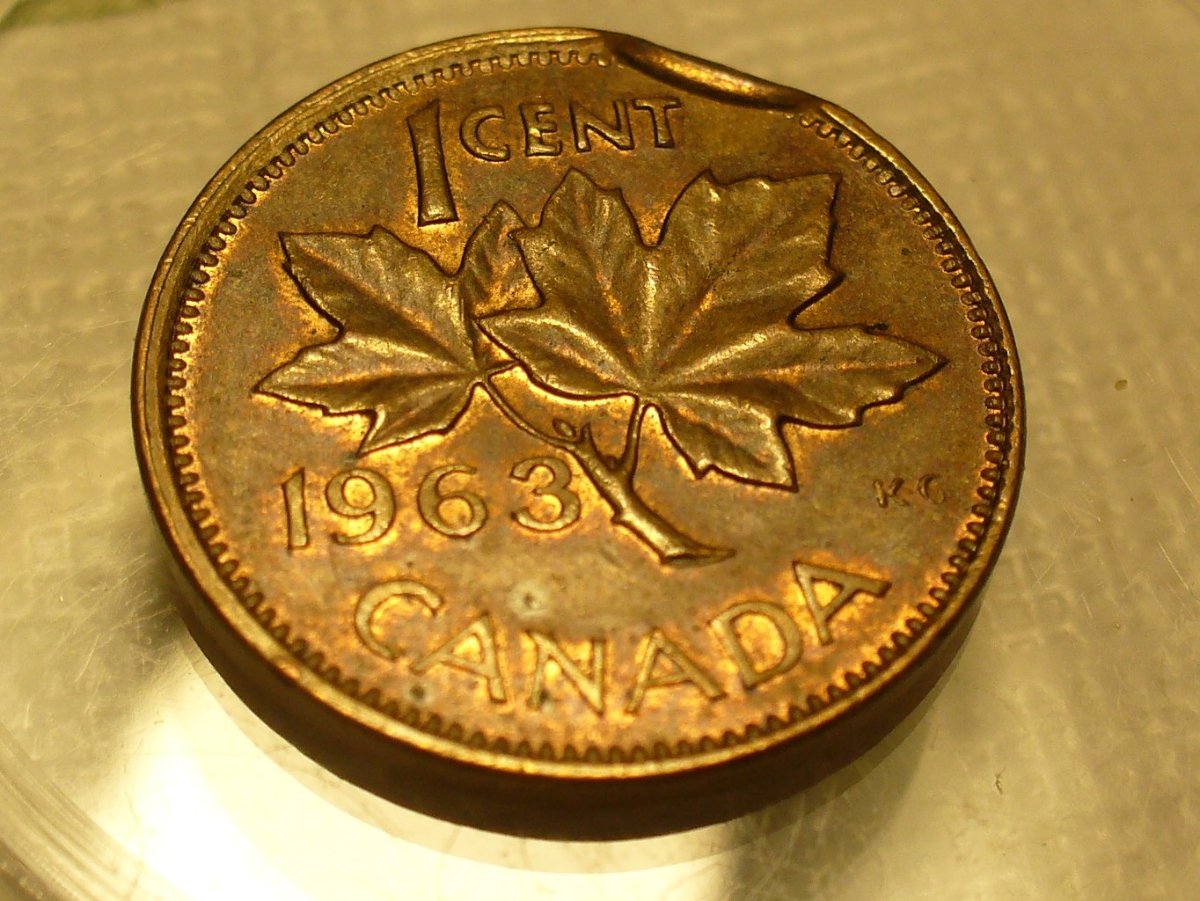 1963-Canada-Cent/Penny--Partial-Indent-Strike-?