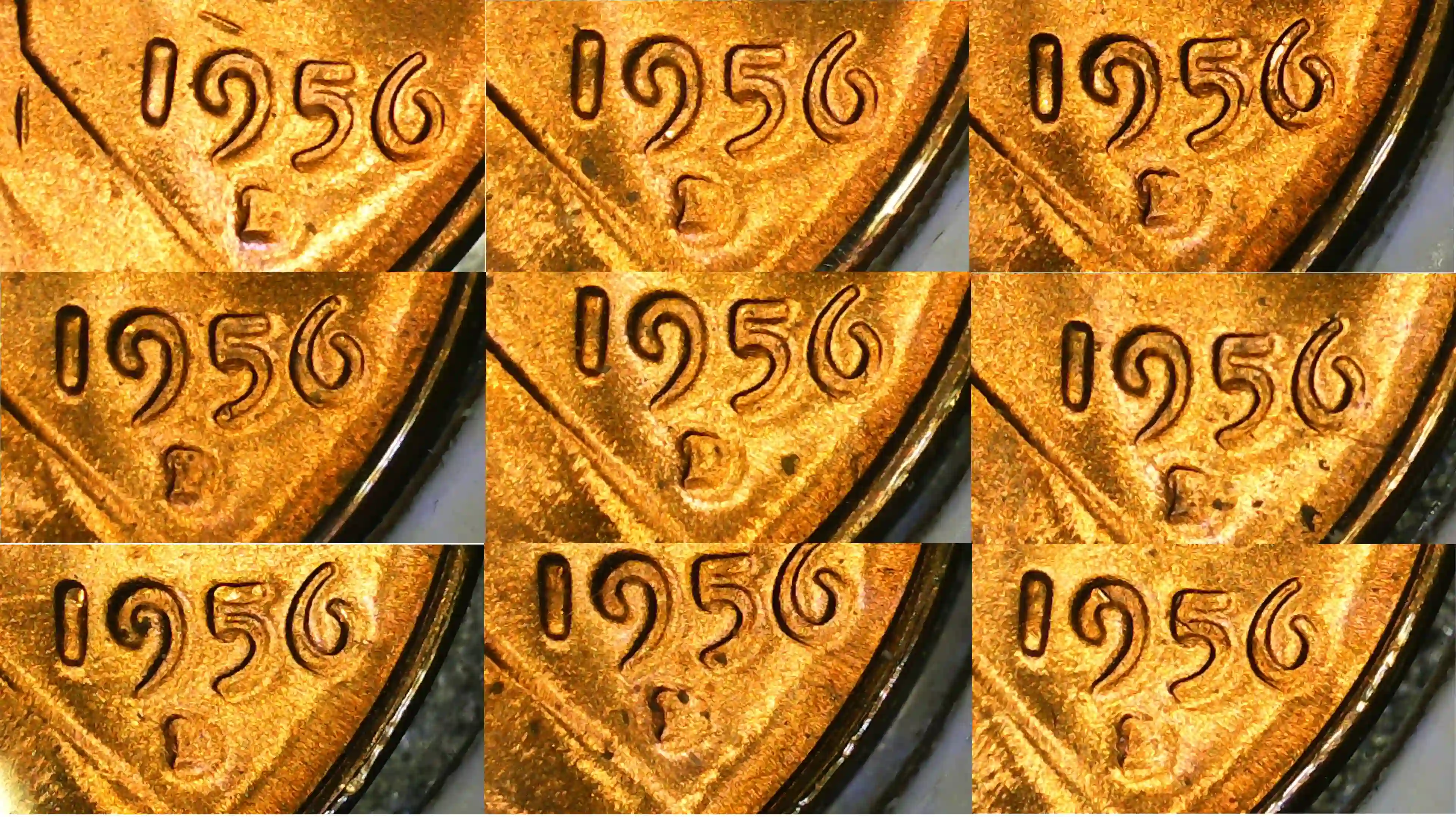 1956-D-Wlc-9-Coins-With-Same-MM-Marks