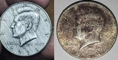 1964-Half-Dollar-With-Many-Parallel-Stripes