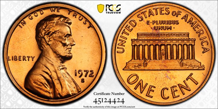 1972-S-Lincoln-Memorial-Cent-Shiny-Finish-On-Fields
