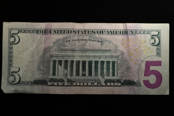 2017A-5-Dollar-Bill,-Possible-Ink-Smear-Error-On-Reverse