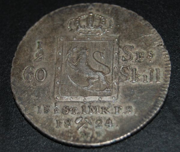 1824-Norway-1/2-Specie-Daler