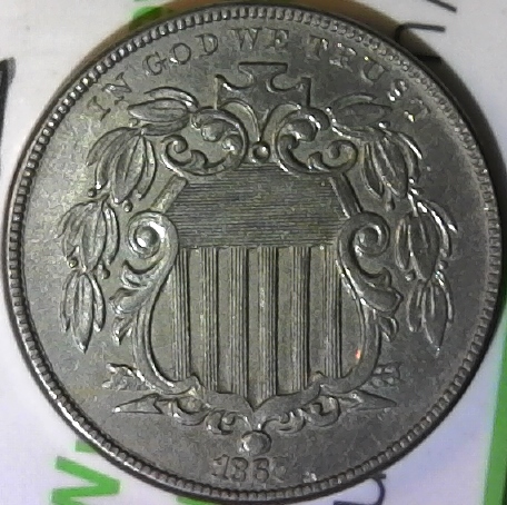 1867-Shield-Nickel-W/Rays