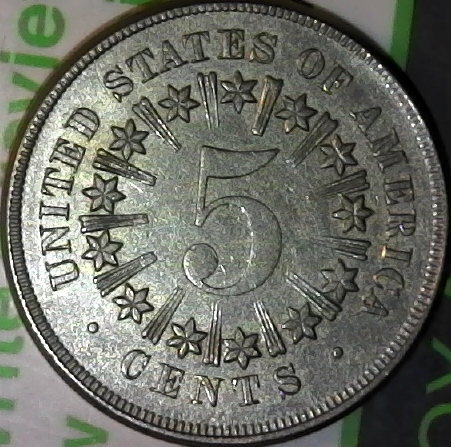 1867-Shield-Nickel-W/Rays