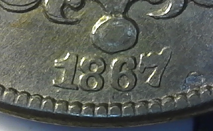 1867-Shield-Nickel-W/Rays