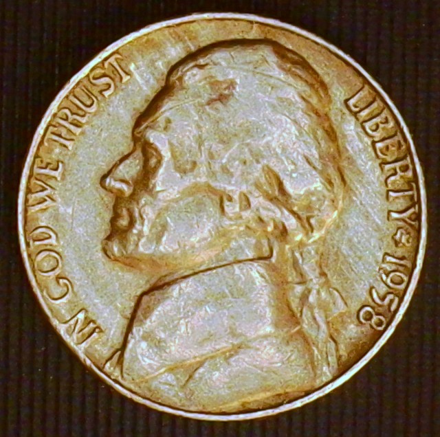 1958-Jefferson-Nickel,-Improper-Alloy-Mix