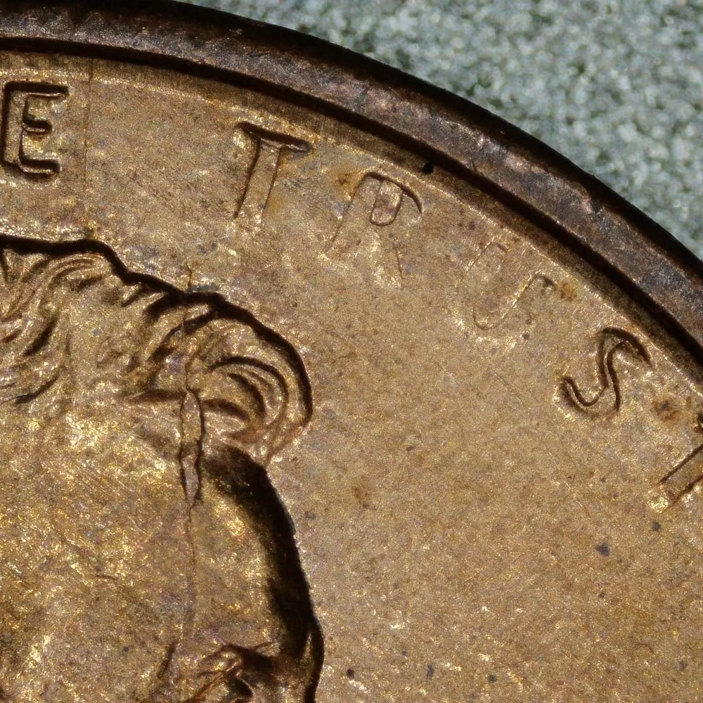 1995-?-LMC-Penny-/-RIDB,-Struck-Through-Grease,-Thick-Rim,-Spike-Head,-Possible-DDR