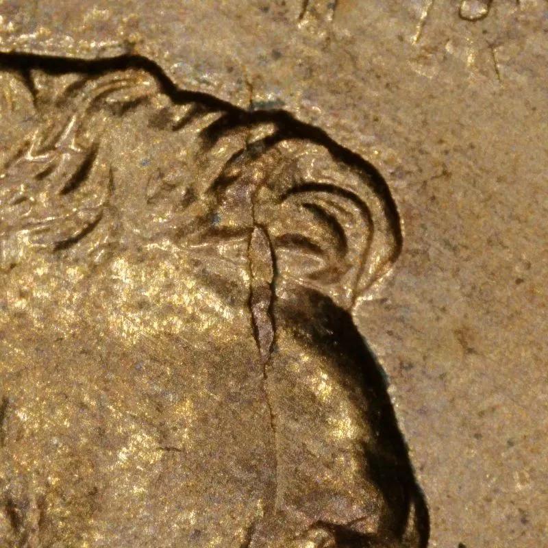 1995-?-LMC-Penny-/-RIDB,-Struck-Through-Grease,-Thick-Rim,-Spike-Head,-Possible-DDR