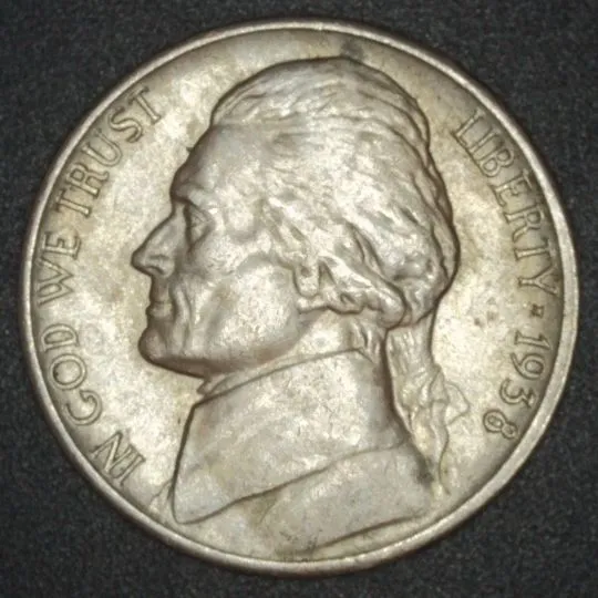 1938-Jefferson-Nickel-/-Oddity-On-The-8---?