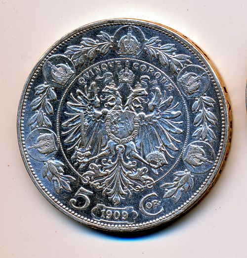 Austria-1909-5-Corona---Please-Grade