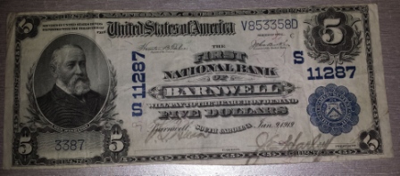 National-Note-Values---$5-Barnwell---Charter-11287---Fr606