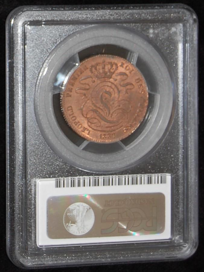 Belgium-1837-PCGS-MS-64RB-5-Centimes