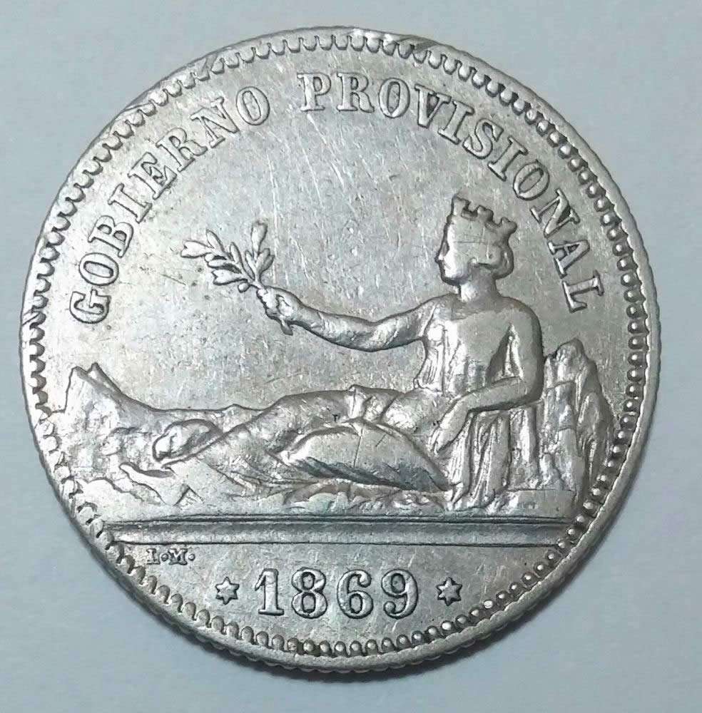 1869-Spanish-Provisional-Peseta-For-Grading