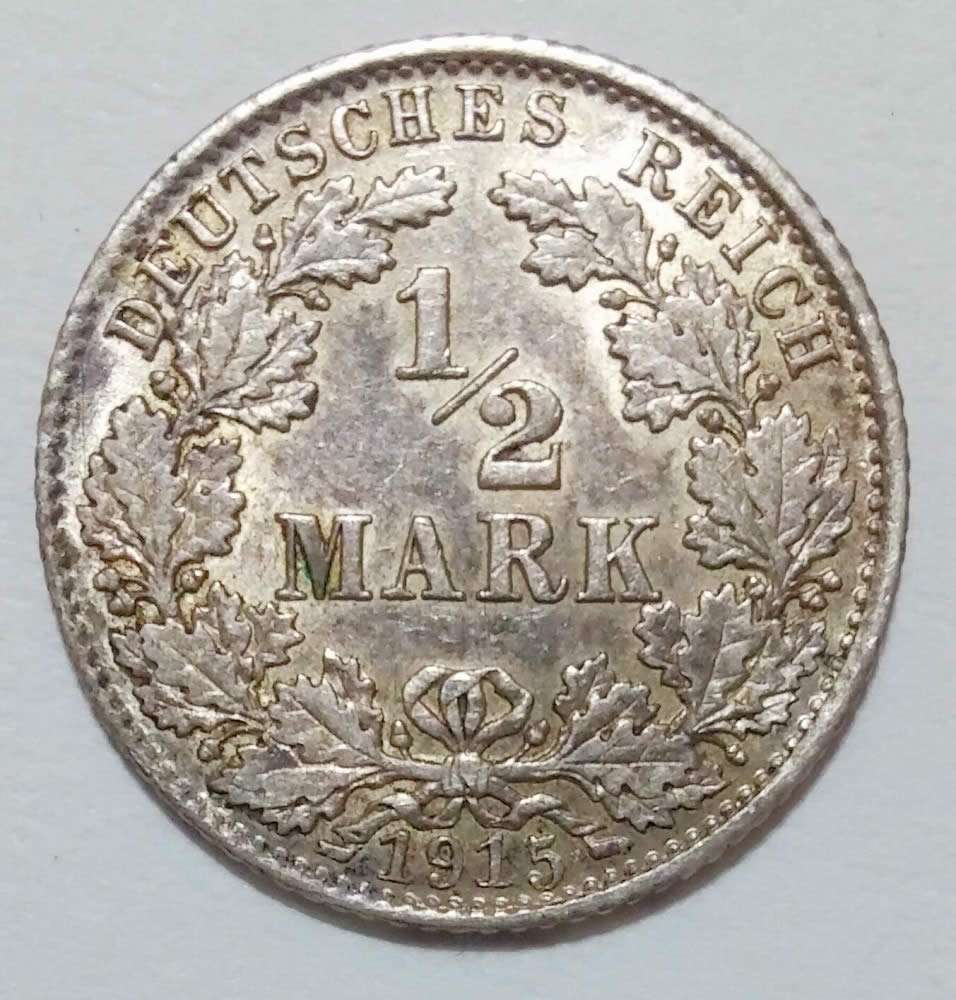 1915-D-German-1/2-Mark-For-Grading