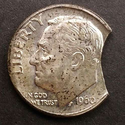 1960-D-Roosevelt-Dime-Clipped-Planchet