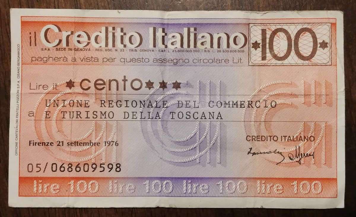 1976-Credito-Italiano-100-Lire-Note---Info?