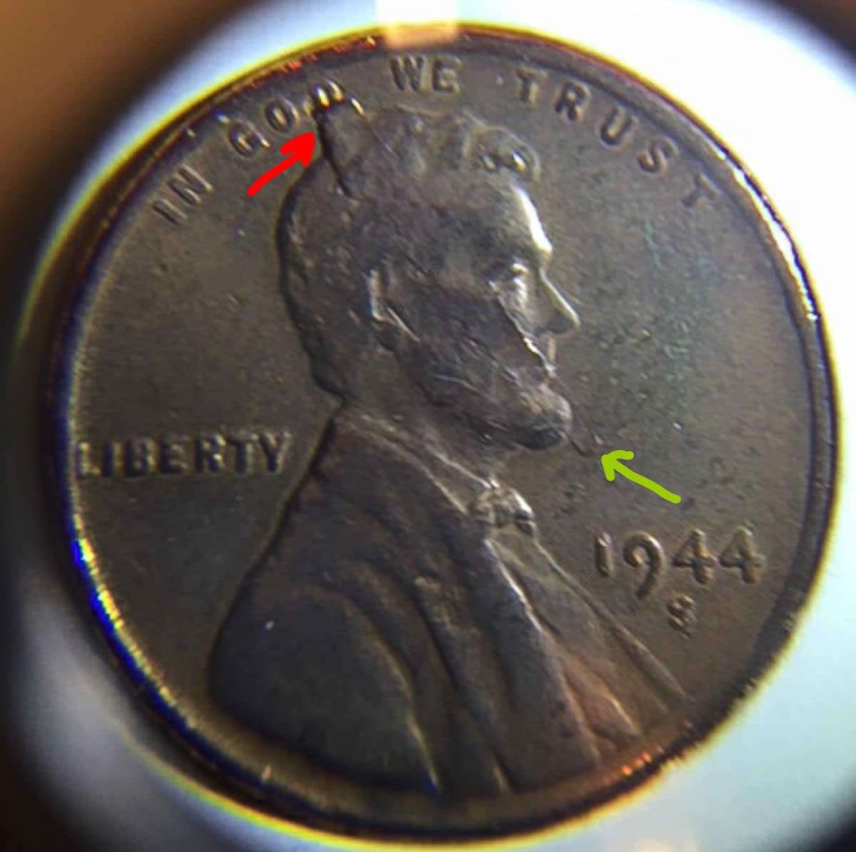1944-S-Lincoln-Cent-Error?-Lincoln's-Hair-Covers-Half-The-D-In-God.