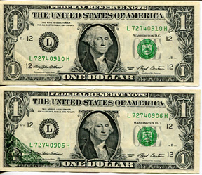 Matching-Pair-Misprinted-1-Dollar-Bills