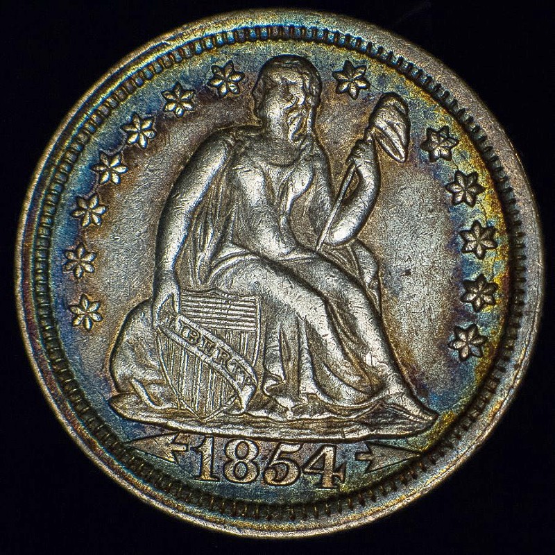 1854-Seated-Dime-F104A-Shattered-Die-Top-100-Variety