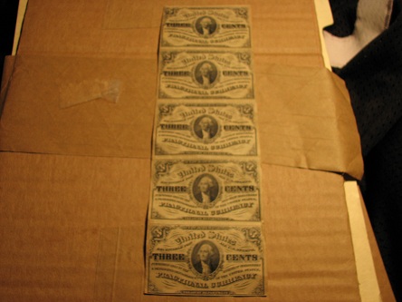 1863-5-Cents-Fractional-Currency-Sheet-Of-5