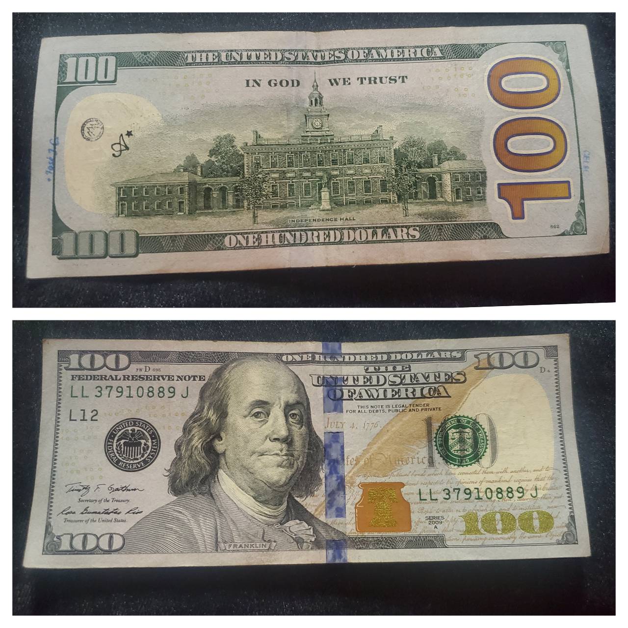 $100-Bill-Does-Anyone-Know-What-Those-Two-Black-Stamps-Are-And-Names-On-Each-Side